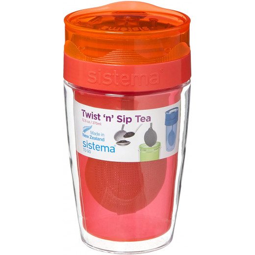 Sistema Twist Sip Tea To Go Travel Mug With Filter, Orange