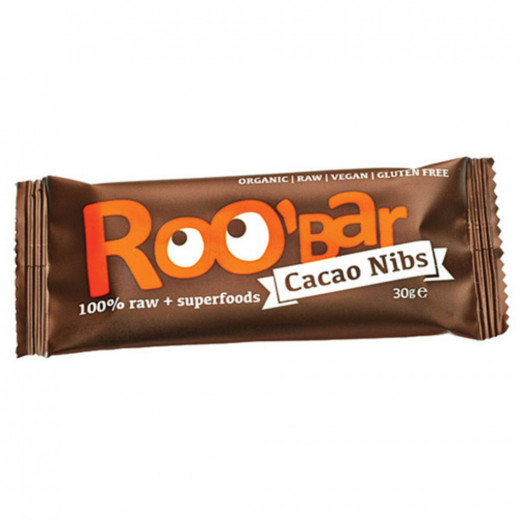 DRG Org GF Roo Bar Cacao Nibs & Almond 30g