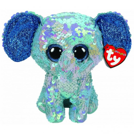 Ty Flippables Stuart The Elephant Sequins Soft Toy 23 cm, Multi-Coloured