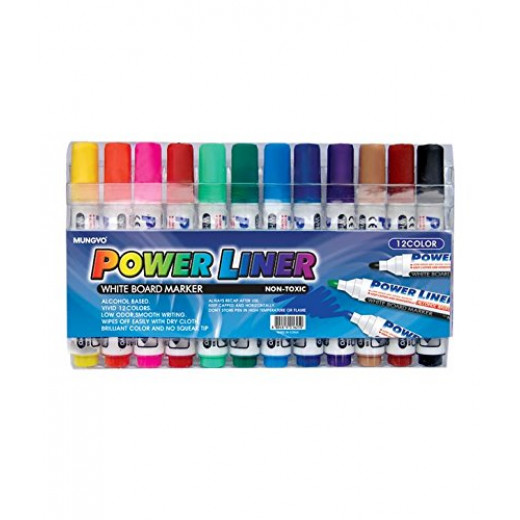 Primo Mungyo White Board Markers  (Pack of 12 Colours) - Assorted Shades
