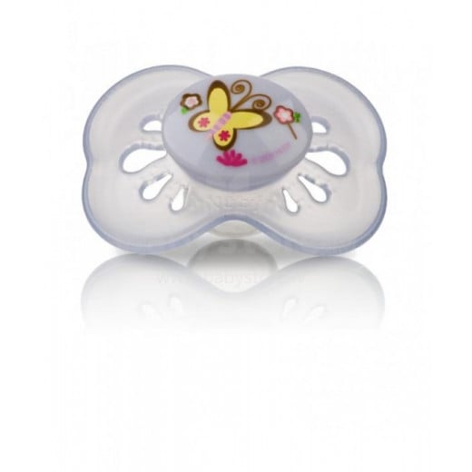Nuby Colored Butterfly Pacifier With Oval Baglet (6-18Months) - Grey