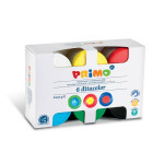 Primo 6 Assorted Finger Paints 50gPots and Brush in Pp Case