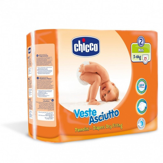 Chicco Diapers Size 2 Mini 3-6 KG, 25 Pieces