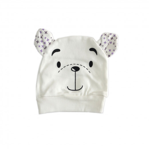 Newborn Baby Brown Bear Hat - White