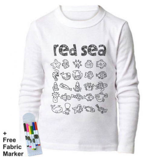 بلوزة ذات أكمام طويلة للتلوين بتصميم البحر الأحمر للأطفال من ملبس