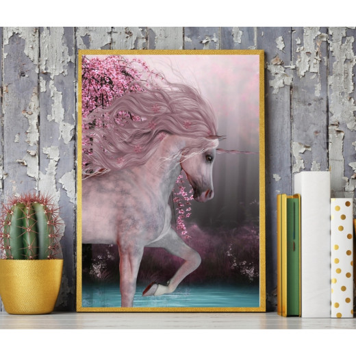 ExtraOrdinary Decorative Wood Framed Wall Art Prints, Unicorn PINK, A3