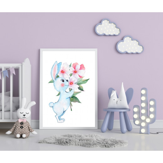 ExtraOrdinary Decorative Wood Framed Wall Art Prints, Watercolor Bunny, A3