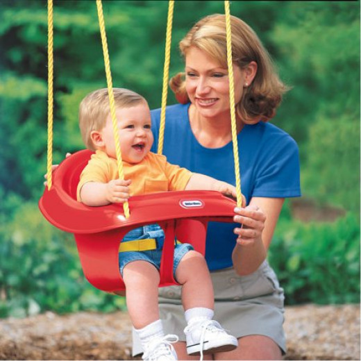 Little Tikes Highback Plastic Toddler Playset Swing with Seat Belt, Red