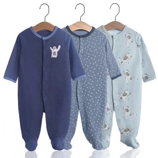Colorland Long-Sleeve Baby Overall, 3 Pieces In One Pack, 6-9 Months