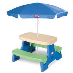طاولة لعب مع مظلة من ليتل تايكس سهلة التخزين مع مظلة ، أزرق / أخضر