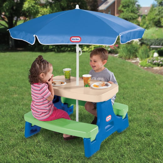 Little Tikes Jr. Play Table with Umbrella - Blue\Green