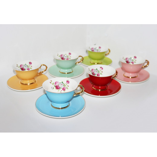 Modern Set of Colored Coffee Cups, 6 Pcs