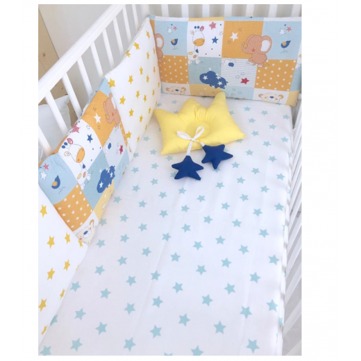 طقم سرير أطفال حديثي الولادة من أنيت ، أصفر مع نجوم كحلي