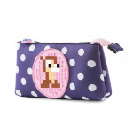 Creative Pixelated School Pencil Case Blue With White Polka Dot