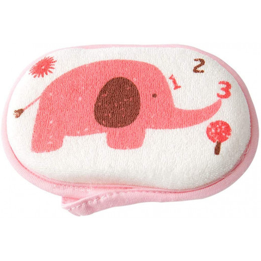 Baby Body Cotton Bath Sponge - Pink Elephant