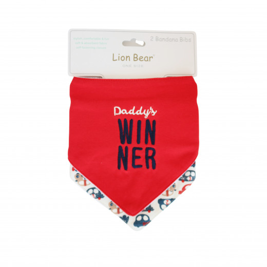 Red Cotton Bib with Quot ( Daddy Win Here )