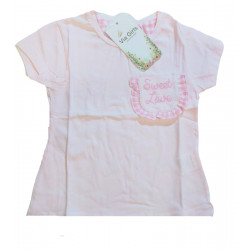 Baby Pink Short Sleeves Girls T-shirt with Sweet Love Design, 18 Months