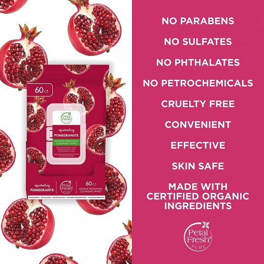Petal Fresh Rejuvenating Pomegranate Makeup Removing, 60 Wipes