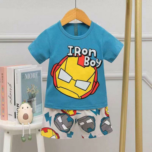Half Sleeves T-shirt & Short Pants Pajama Set,  Iron Boy  Design , 1-2 Years