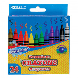 Bazic 24 Color Washable Premium Crayons
