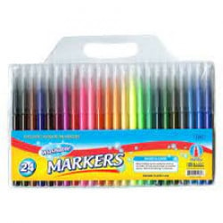 أقلام ماركر  24 لونًا كلاسيكية ذات خطوط دقيقة قابلة للغسل من بازيك