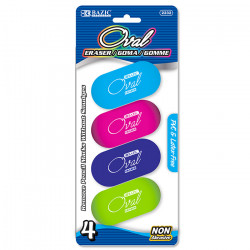 Bazic Bright Color Oval Eraser Set of 4
