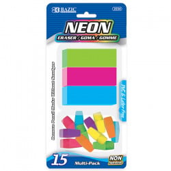 Bazic Neon Eraser Sets Set of 15