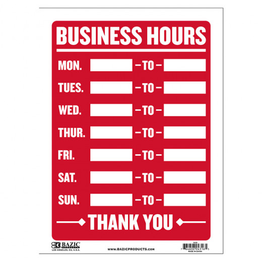 Bazic Business Hours Sign