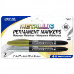 Bazic Silver & Gold Metallic Markers (2/Pack)