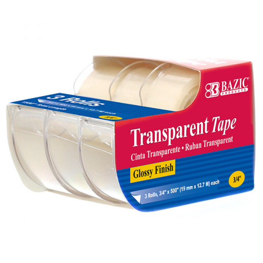 Bazic Transparent Tape (3/Pack)