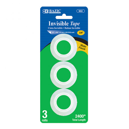 Bazic  3/4" x 800" Invisible Tape Refill Set of 3