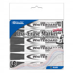 Bazic Black Chisel Tip Dry-Erase Markers (12/Pack)
