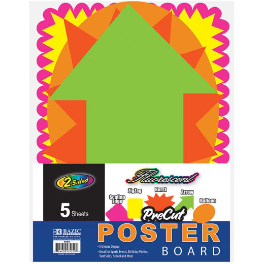 Bazic Fluorescent Pre-Cut Poster Board Shapes (5/pack)