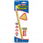 Bazic The First Triangle Jumbo Yellow Pencil (3/Pack) With Sharpener