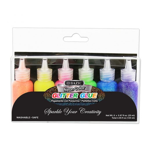 Bazic 6 Neon Color Glitter Glue (20 Ml)