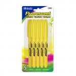Bazic Yellow Pen Style Fluorescent Highlighter with Pocket Clip (5/pack)