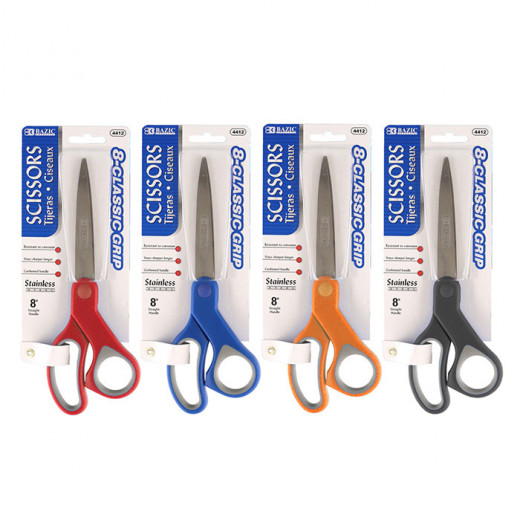 Bazic Soft Grip Stainless Steel Scissors ,Assorted Colors