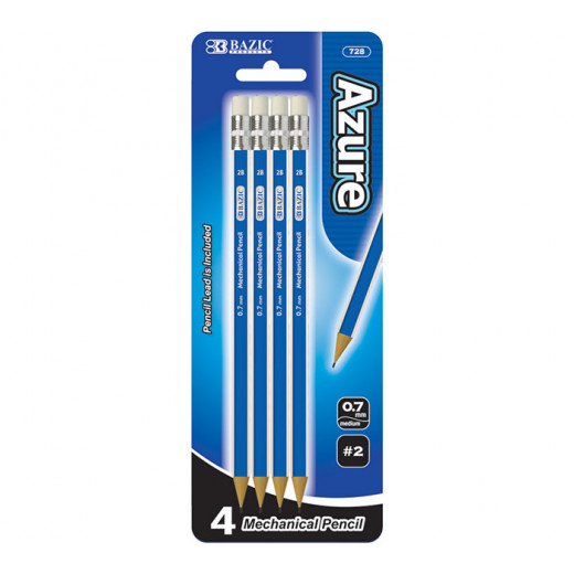 Bazic Azure 0.7 Mm Mechanical Pencil , Set Of 4