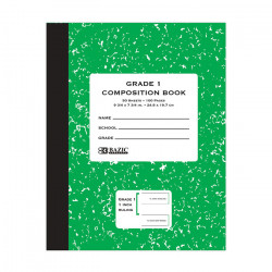 دفتر ملاحظات اخضر لامع من بازيك يحتوي على 50 سطر للصف الاول