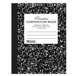 Bazic Premium College Ruled Black Marble Composition Book, 100 Pages