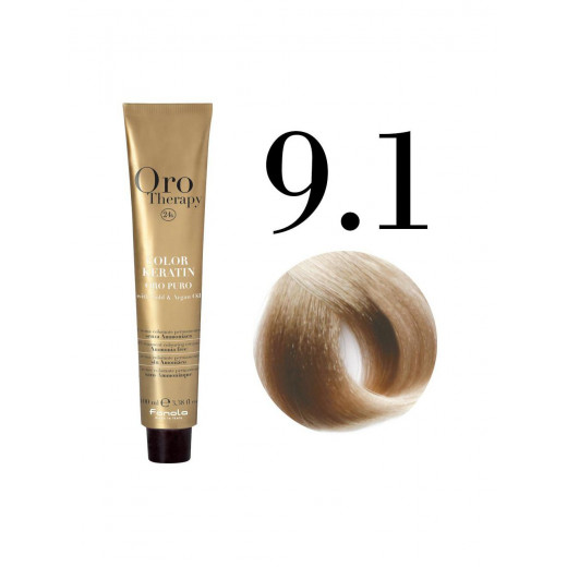 Fanola Oro Puro Hair Coloring Cream, very light blonde Ash no.9.1