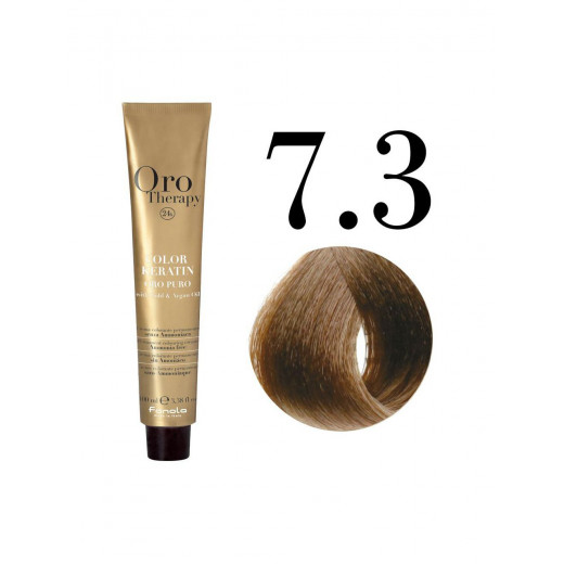 Fanola Oro Puro Hair Coloring Cream, Medium Blonde Golden no.7.3