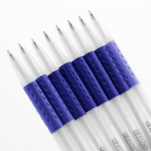 Bazic Prima Blue Stick Pen With Cushion Grip (8/Pack)