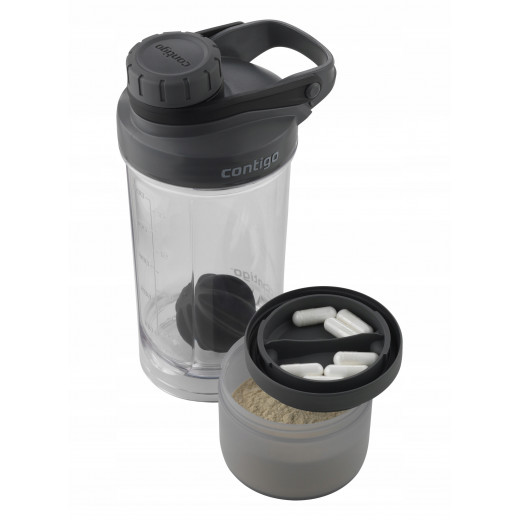 Contigo Shake & Go Fit Protien Shaker With Compartment 650 ml, Black