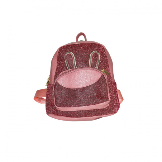 Glittery Bag Pack For Girls with Sequin Bow, Burgundy, 26*20 cm