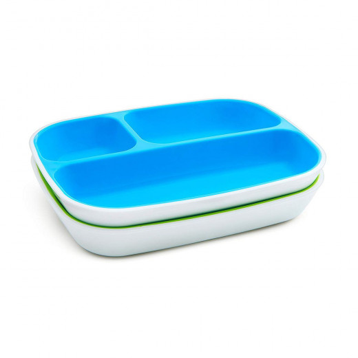Munchkin Splash Toddler Divided Plates - 2pk Blue/green