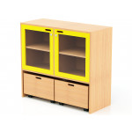 خزانة خشبية للتخزين بتصميم لون أصفر شفاف 103.3 * 40 * 90 سم من ايديو فن