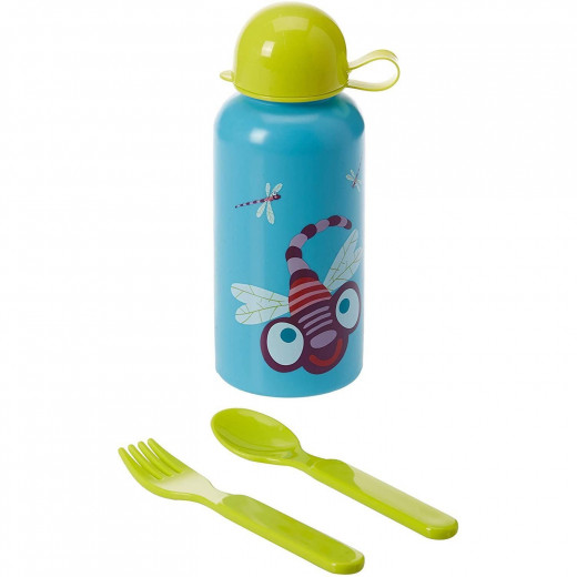 مجموعة أدوات طعام الأطفال، تصميم اليعسوب، باللون الأزرق من أوبس
