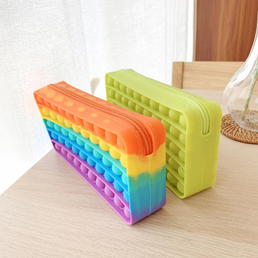 Pencil Case Toy & Simple Sensory Silicone Bubble Toy, Assortment Colors, 1 Pcs