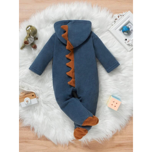 Baby Fleece 3D Patched Zip Up Footed Hooded Sleep Jumpsuit 1-3 Months